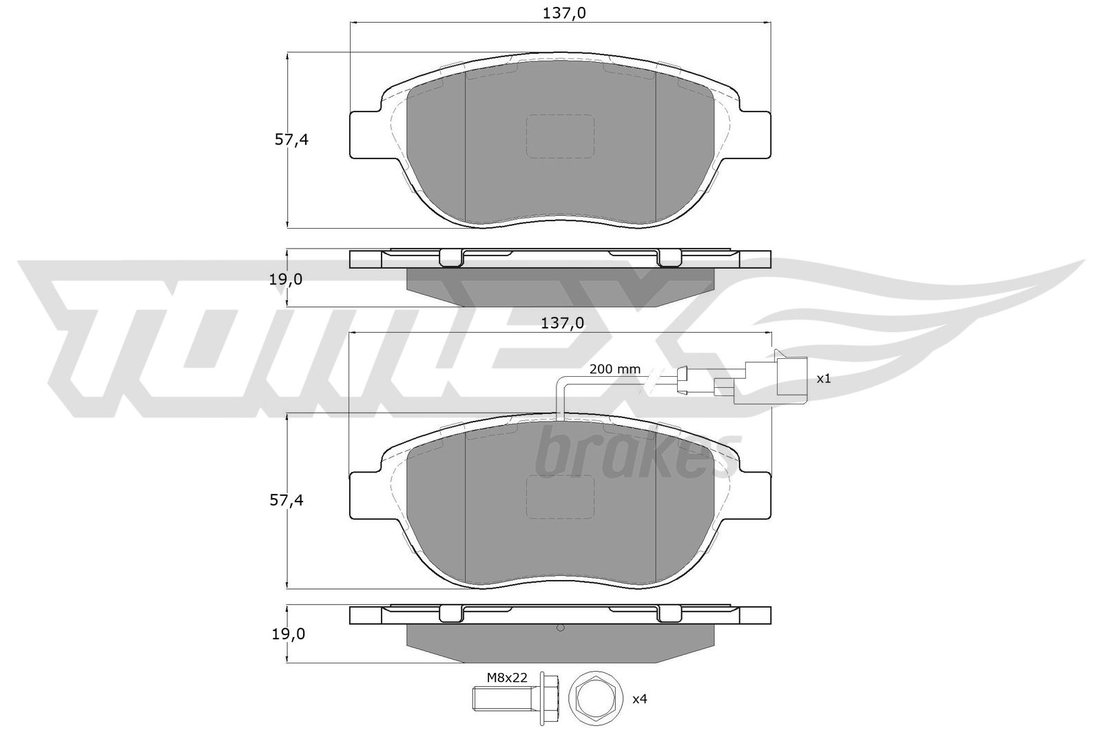 TOMEX BRAKES Bremseklodser tx1249 foraksel for PEUGEOT OPEL FIAT LANCIA GENERAL MOTORS