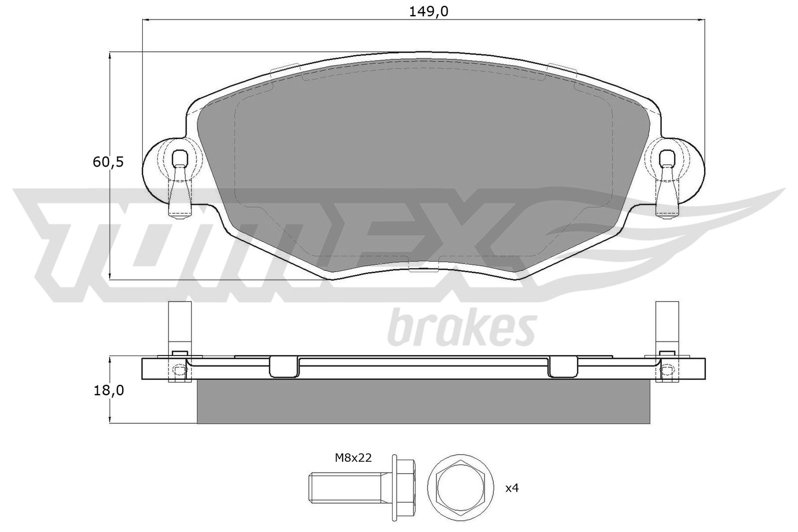 TOMEX BRAKES Bremseklodser tx1258 foraksel for FORD JAGUAR