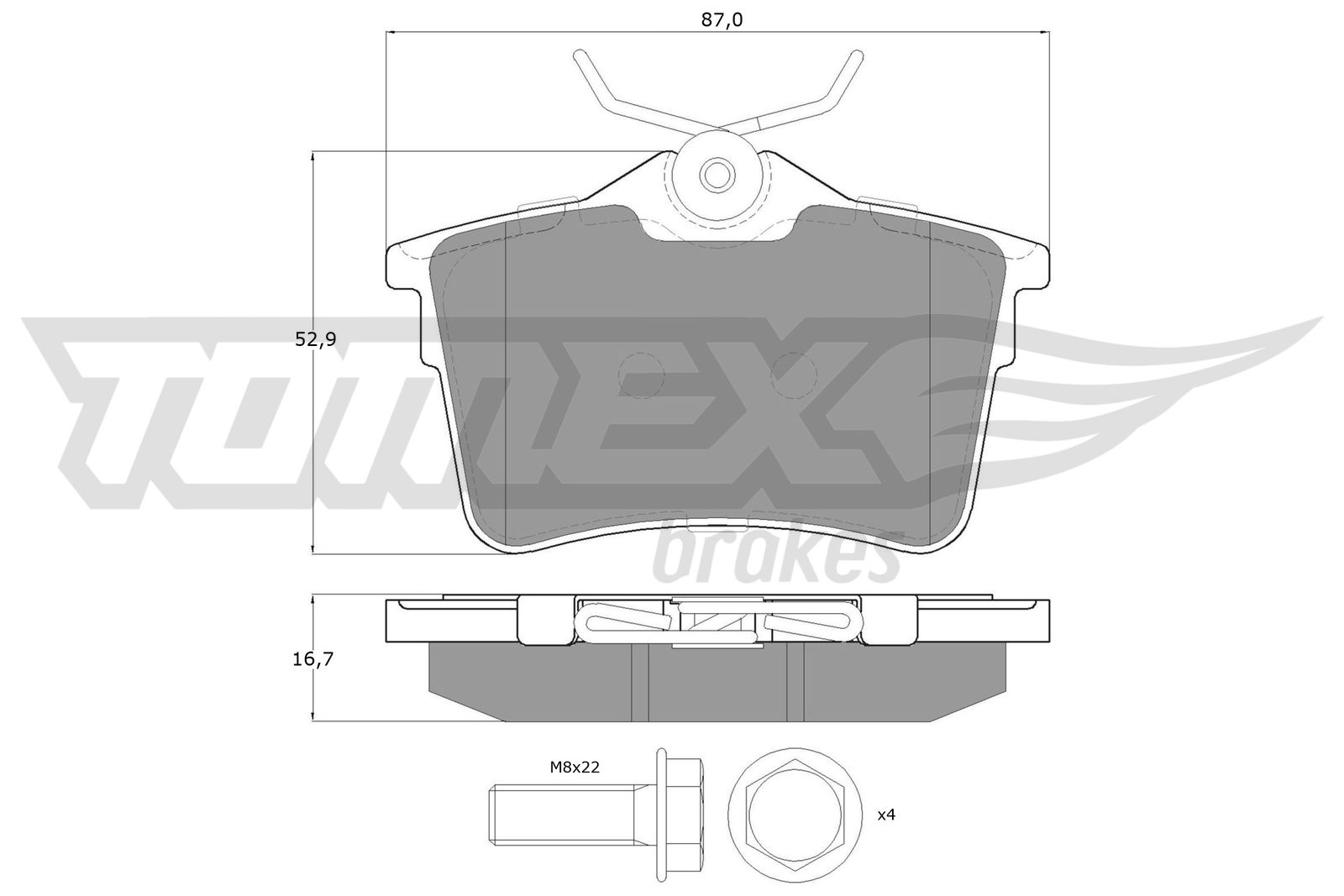 TOMEX BRAKES Bremseklodser tx1626 bagaksel for PEUGEOT