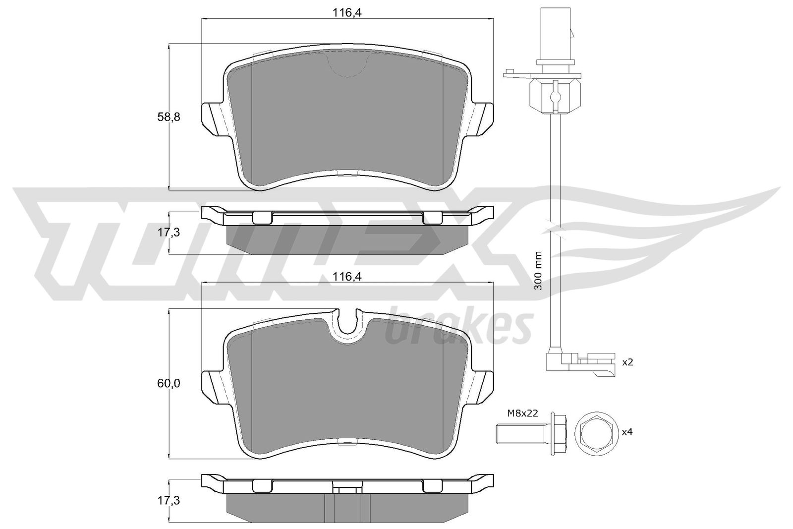 TOMEX BRAKES Bremseklodser tx1681 bagaksel for VW AUDI