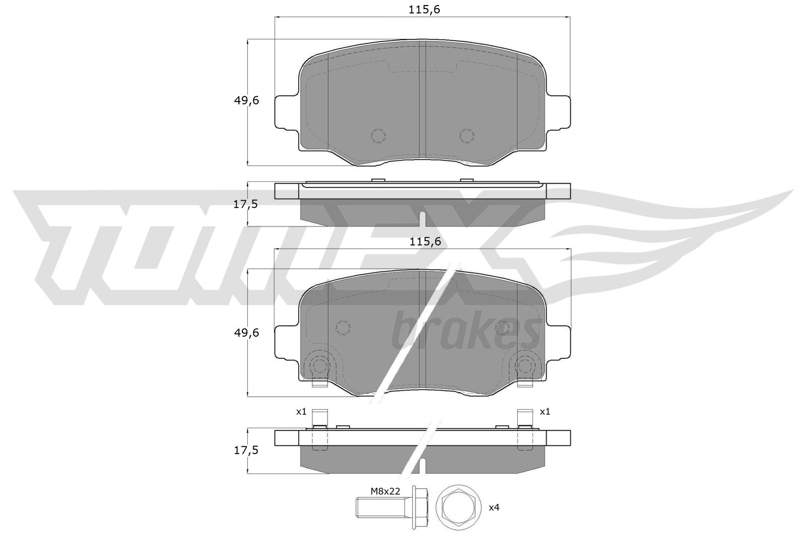 TOMEX BRAKES Bremseklodser tx1819 bagaksel for JEEP ALFA ROMEO
