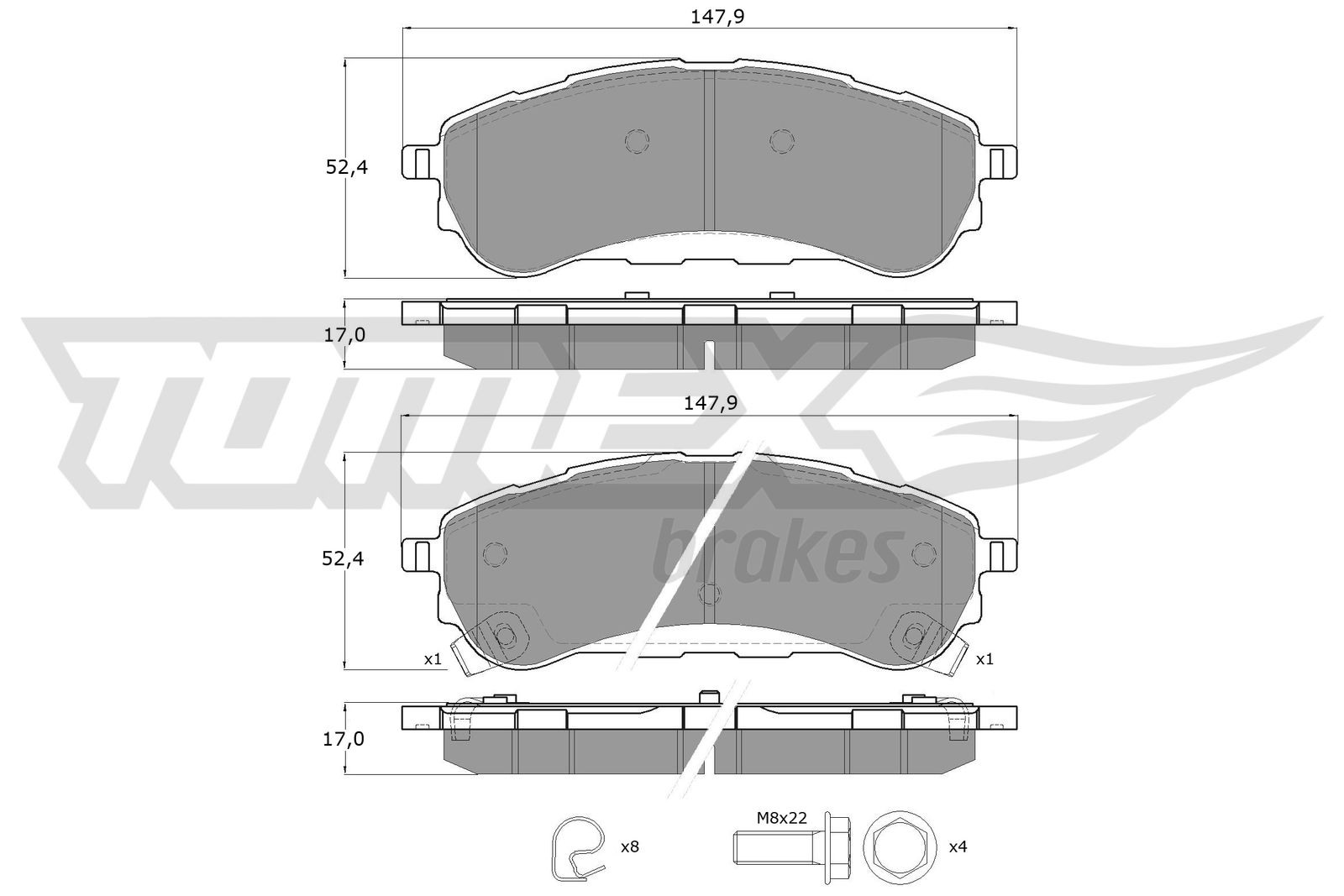 TOMEX BRAKES Bremseklodser tx1994 bagaksel for FORD FORD AUSTRALIA