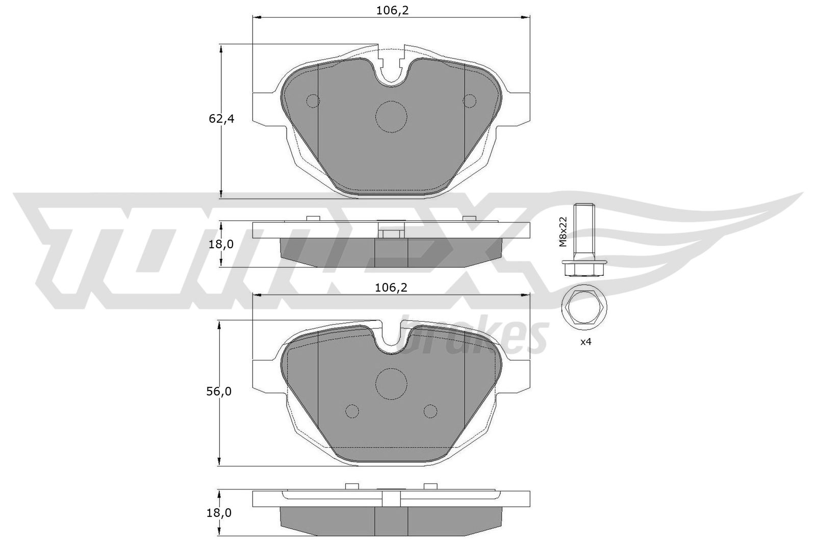 TOMEX BRAKES Bremseklodser tx1734 bagaksel for BMW BMW (BRILLIANCE)
