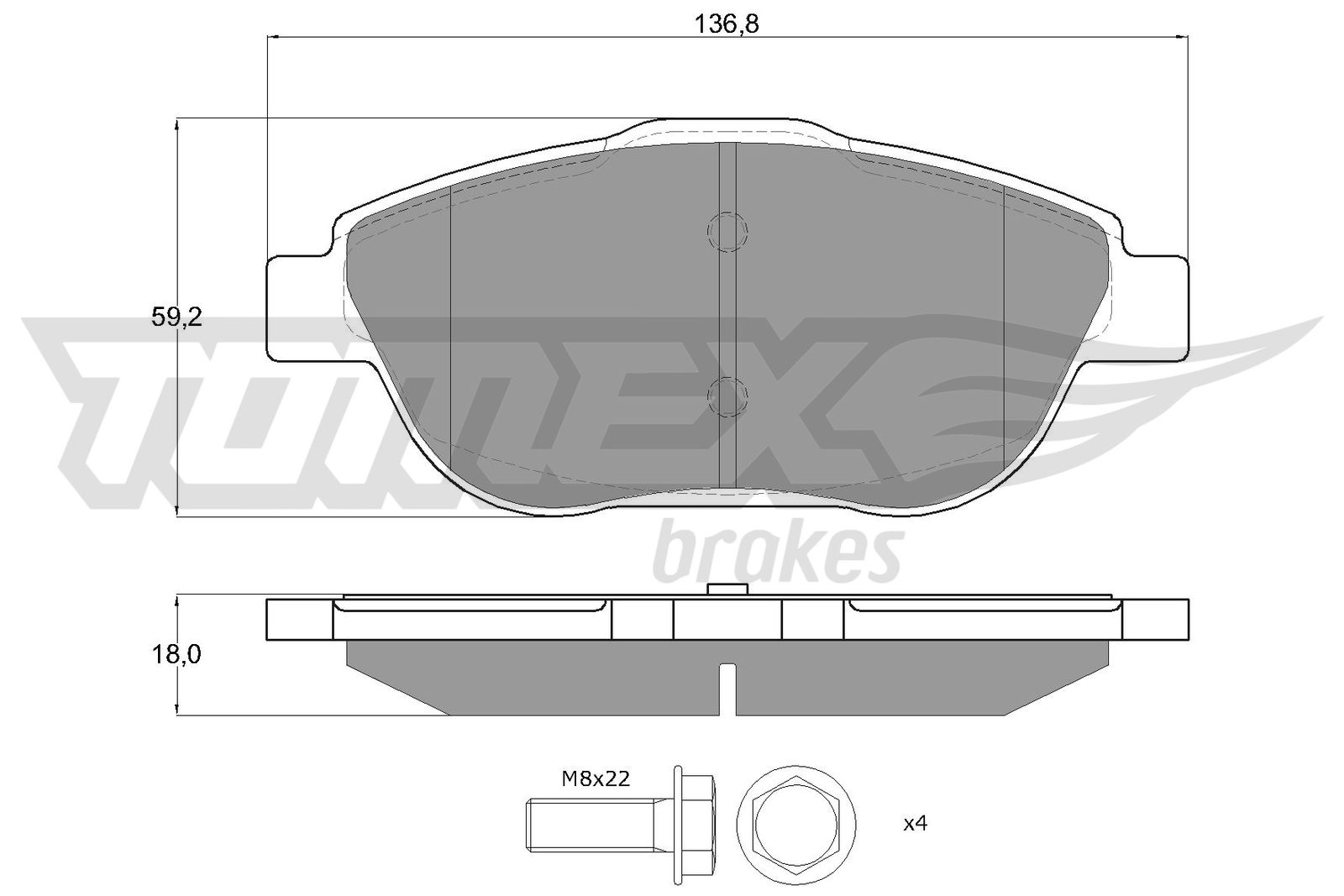 TOMEX BRAKES Bremseklodser tx1625 foraksel for PEUGEOT VAUXHALL CITROËN OPEL
