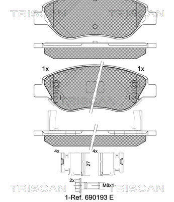 TRISCAN Bremseklodser 8110 15073 for FIAT
