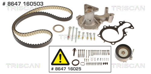 TRISCAN Vandpumpe + tandremssæt 8647160503 for FORD
