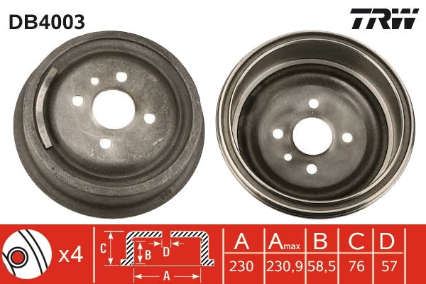 TRW Bremsetromle db4003 for OPEL VAUXHALL