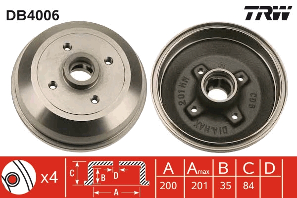 TRW Bremsetromle db4006 for VAUXHALL GENERAL MOTORS