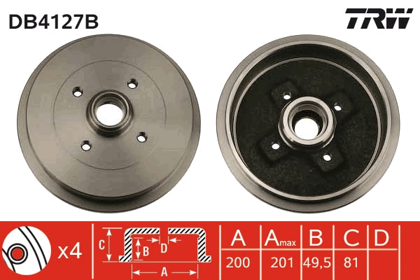 TRW Bremsetromle db4127b for SKODA VW