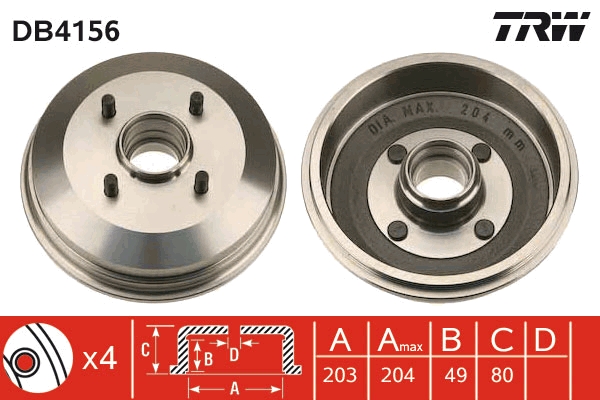 TRW Bremsetromle db4156 for FORD