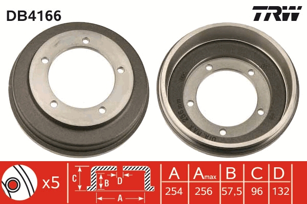 TRW Bremsetromle DB4166 for FORD