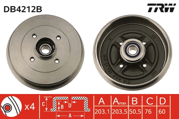 TRW Bremsetromle db4212b for NISSAN RENAULT