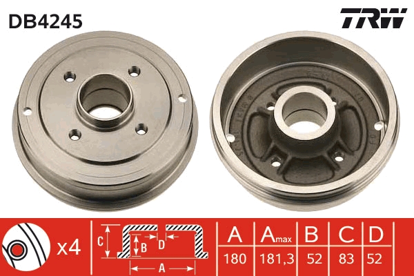 TRW Bremsetromle db4245 for DACIA