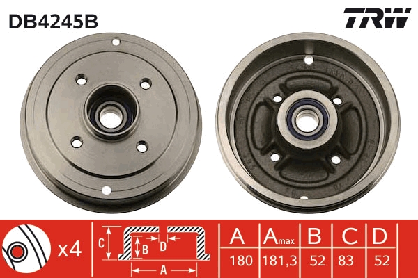 TRW Bremsetromle db4245b for DACIA