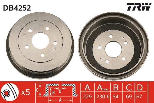 TRW Bremsetromle db4252 for TOYOTA DAIHATSU