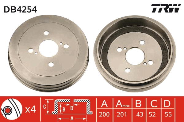 TRW Bremsetromle db4254 for TOYOTA PEUGEOT