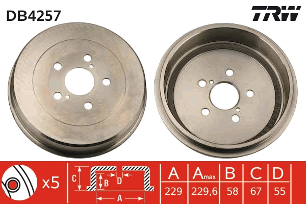 TRW Bremsetromle db4257 for TOYOTA