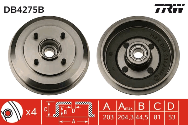 TRW Bremsetromle db4275b for FORD SSANGYONG