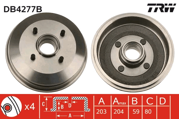 TRW Bremsetromle db4277b for FORD