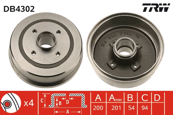 TRW Bremsetromle db4302 for VAUXHALL