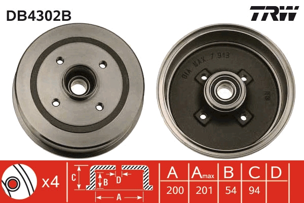 TRW Bremsetromle db4302b for VAUXHALL