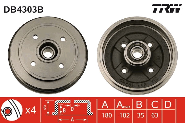 TRW Bremsetromle db4303b for VAUXHALL OPEL SUZUKI