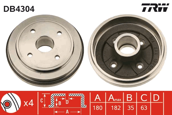 TRW Bremsetromle db4304 for OPEL VAUXHALL SUZUKI