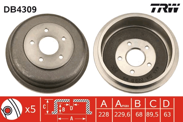 TRW Bremsetromle db4309 for FORD