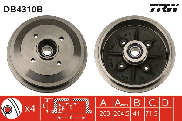 TRW Bremsetromle db4310b for PEUGEOT