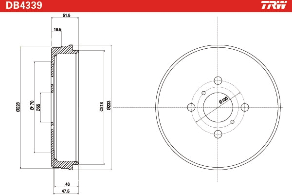 TRW Bremsetromle db4339 for TOYOTA