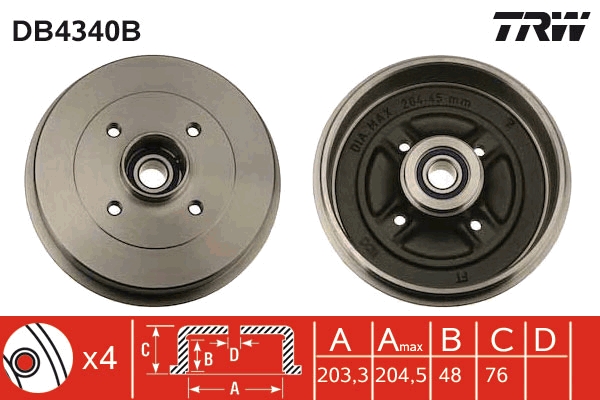 TRW Bremsetromle db4340b for NISSAN