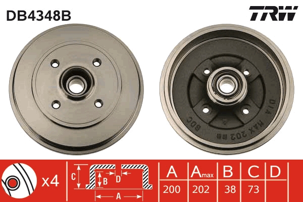 TRW Bremsetromle db4348b for OPEL VAUXHALL