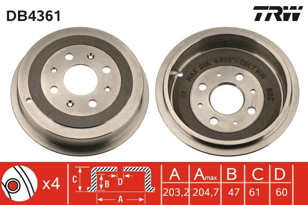 TRW Bremsetromle db4361 for VAUXHALL FIAT