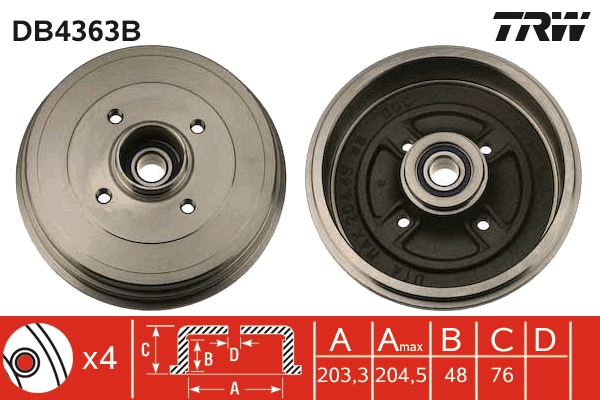 TRW Bremsetromle db4363b for RENAULT