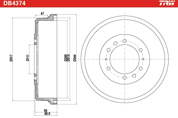 TRW Bremsetromle db4374 for NISSAN