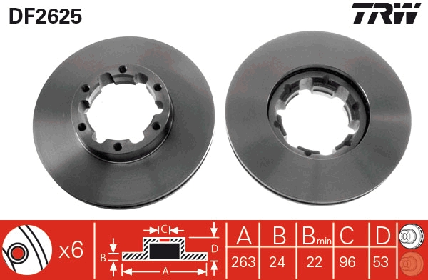 TRW Bremseskive df2625 263mm 24mm for NISSAN