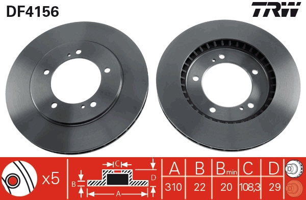TRW Bremseskive df4156 310mm 22mm for SUZUKI