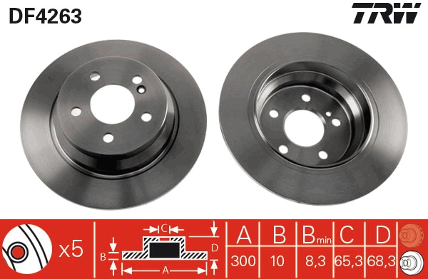 TRW Bremseskive df4263 300mm 10mm for MERCEDES-BENZ