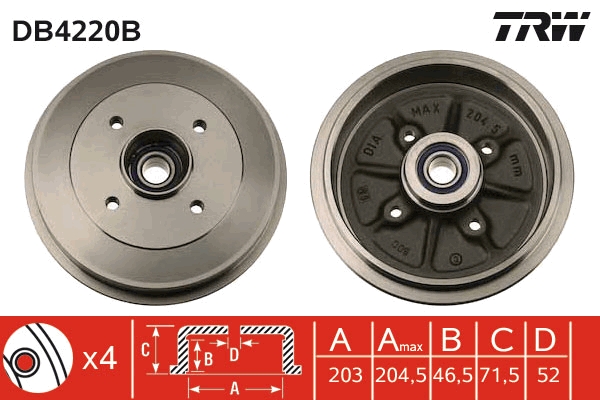TRW Bremsetromle db4220b for PEUGEOT MAPLE (SMA)