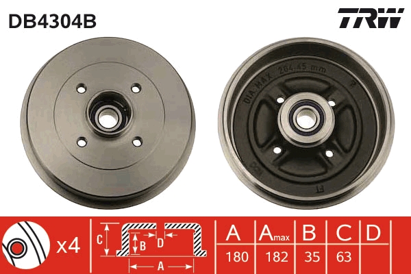 TRW Bremsetromle db4304b for OPEL VAUXHALL SUZUKI