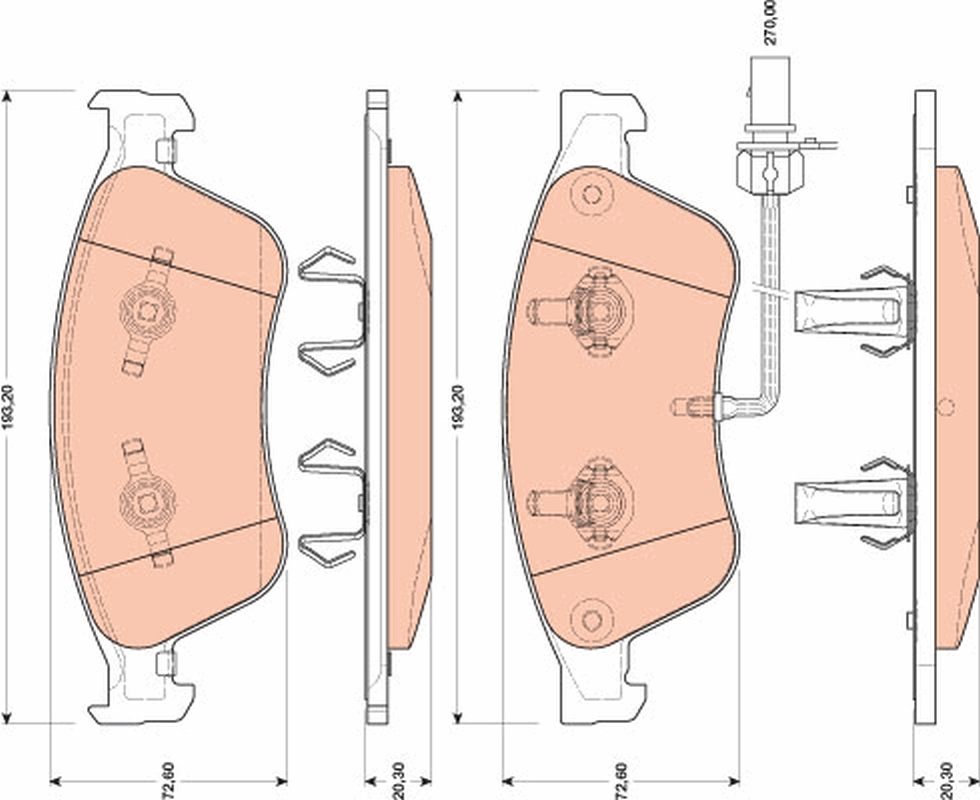 TRW Bremseklodser gdb1811 for AUDI