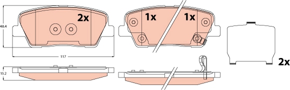 TRW Bremseklodser GDB2621 for KIA HYUNDAI