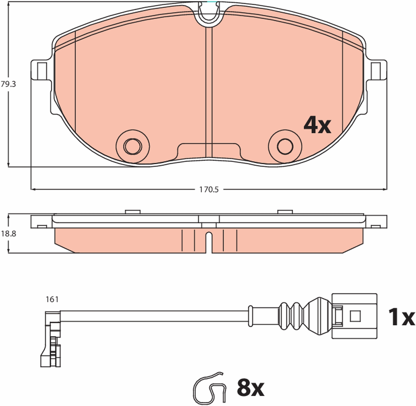 TRW Bremseklodser gdb2486 for VW