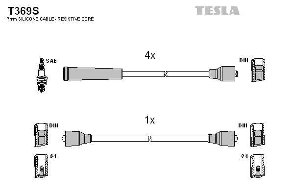 TESLA Tændkabelsæt t369s for SKODA