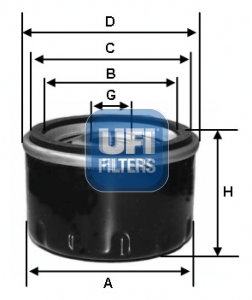 UFI Oliefilter 2321300 Påskruet 102mm 3/4-16 UNF for VOLVO TOYOTA DAIHATSU