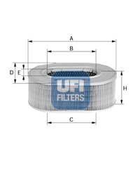 UFI Luftfilter 2716200 Filterindsats outer_diameter_mm_497|Yderdiameter [mm]|282 outer_diameter_1_mm_978|Yderdiameter 1 [mm]|188 inner_diameter_1_mm_9