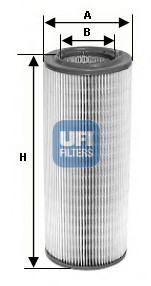 UFI Luftfilter 2739700 Filterindsats outer_diameter_mm_497|Yderdiameter [mm]|177 inner_diameter_1_mm_995|Inder diameter 1 [mm]|93 146mm for NISSAN