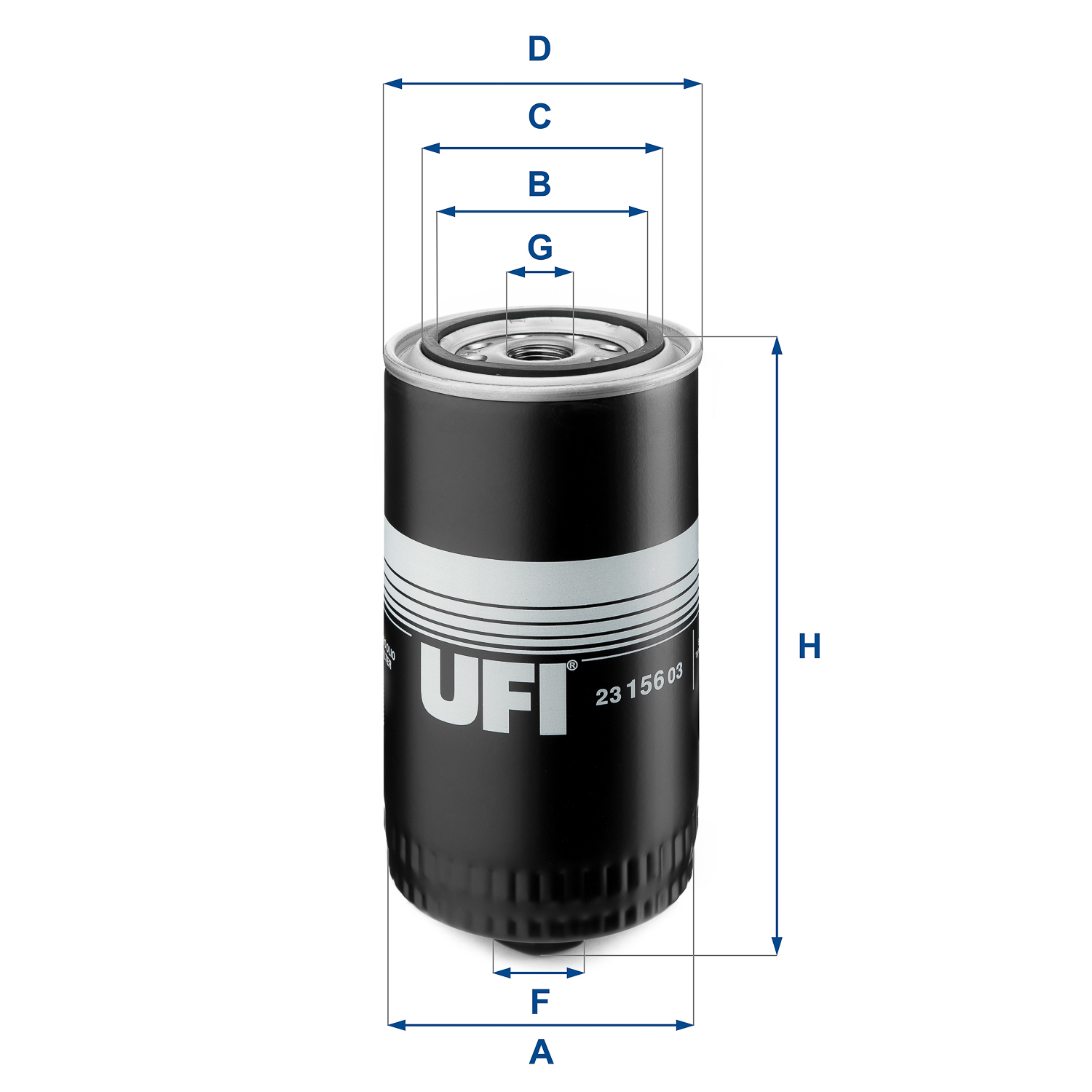 UFI Oliefilter 2315603 Påskruet 183mm 3/4-16 UNF for VAG