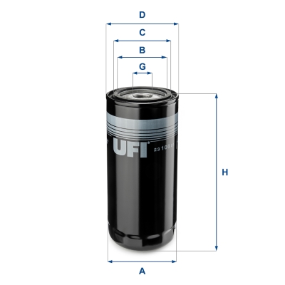 UFI Oliefilter 2310601 Påskruet 212mm 1-12 UNF for DAF FIAT IVECO VOLVO VM RENAULT FORD STEYR GENERAL MOTORS VAG MWM MAN MERCEDES-BENZ RENAULT TRUCKS