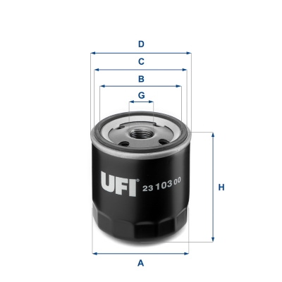 UFI Oliefilter 2310300 Påskruet 79mm 3/4-16 UNF for GENERAL MOTORS OPEL FORD HARLEY-DAVIDSON INNOCENTI STEYR CITROËN ROVER VAUXHALL